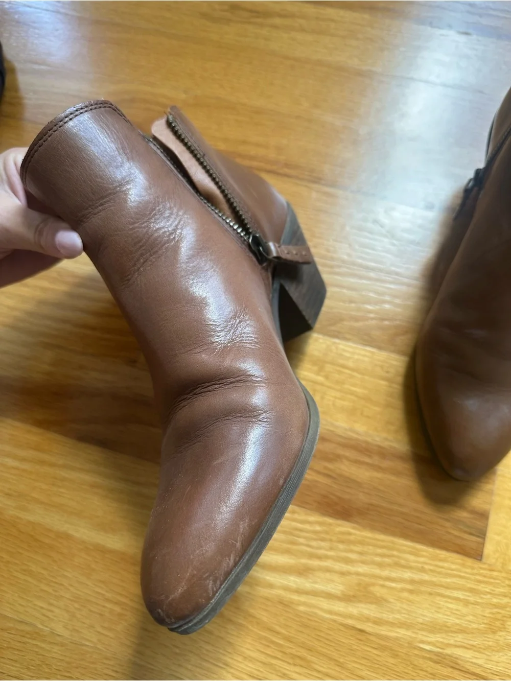 Frye Women's Brown Leather Ankle Booties with Block Heel